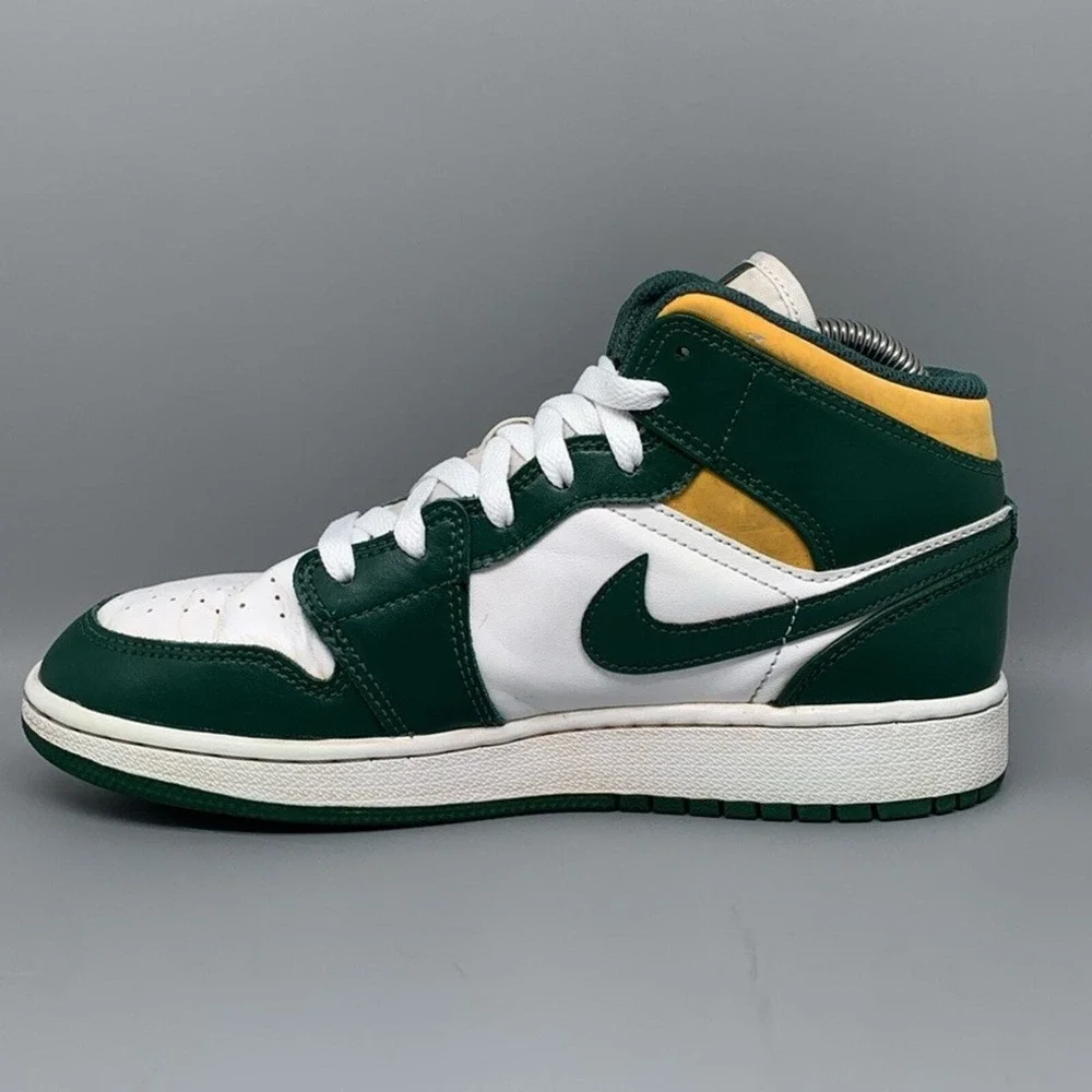 Jordan 1 Mid‎ GS Sonics Basketball Shoes Youth Sz 6Y Women's Sz 7.5